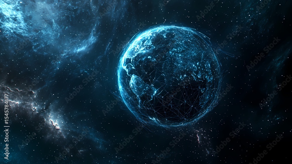 Obraz premium Global Network Futuristic Earth in Space 