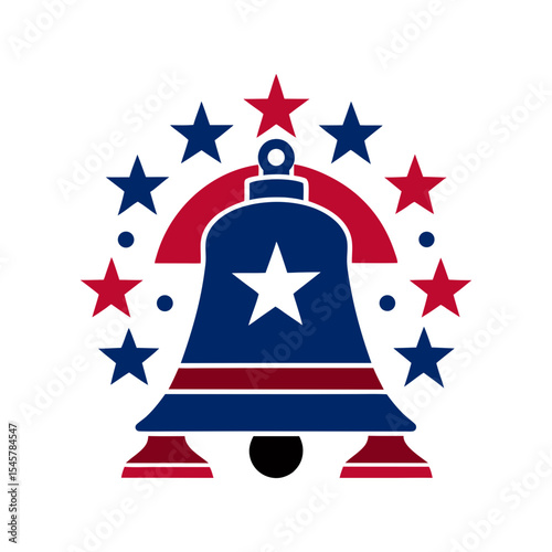 liberty bell with decorative stars vector art illustration