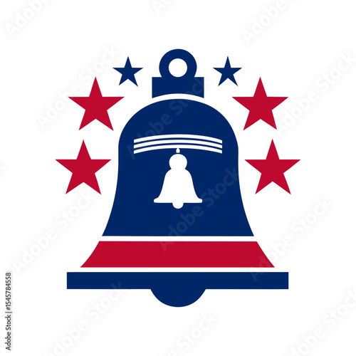 liberty bell with decorative stars vector art illustration