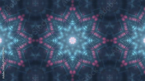 Hypnotic Kaleidoscope: Teal and Pink Starburst Light Patterns.