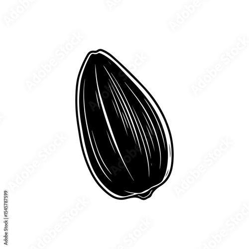 Sunflower seed silhouette vector flat illustration on white background.
