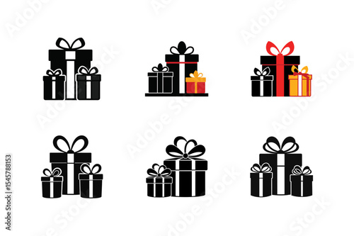 lid gift boxes bac vector art silhouette