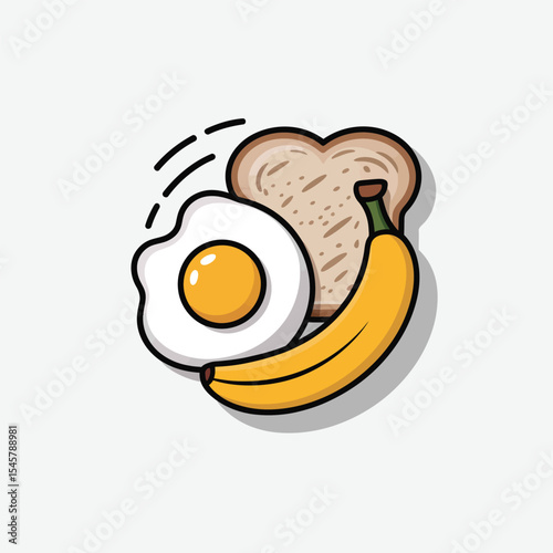 Fried Egg Banana Toast Breakfast Illustration food