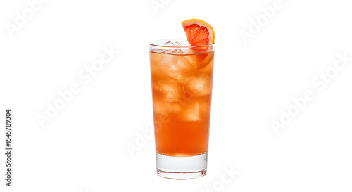 Paloma Cocktail PNG Refreshing Grapefruit Highball Drink with Ice and Garnish, Transparent Background