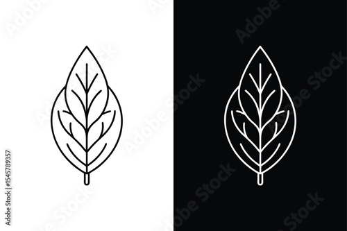 Sorrel Leaf Line Icon. Black and White Botanical Vector Art