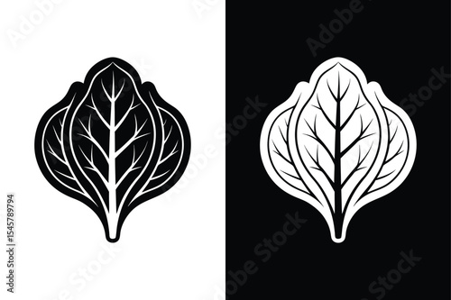 Spinach Vector Silhouette. Fresh Vegetable Icon Design Collection