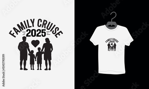 summer family vacation t shirt design, typography, Family cruise 2025 t shirt, summer family fun, retro style,  sunset, vibrant, summer time, together, Vector illustration, Silhouette, tee, 