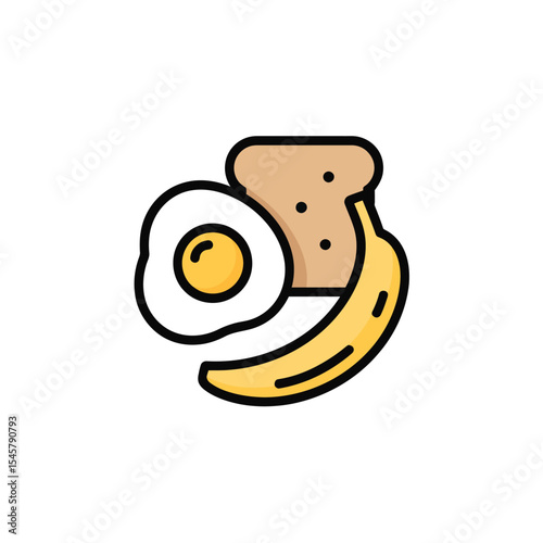 Fried Egg Toast Banana Breakfast Food Icon image 1