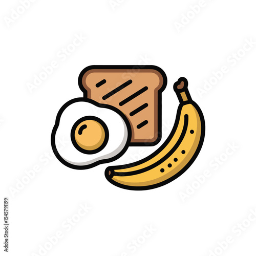 Fried Egg Toast Banana Breakfast Food Icon image