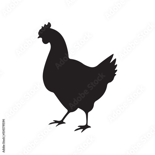 Farm Chicken Icon Isolated on White Background