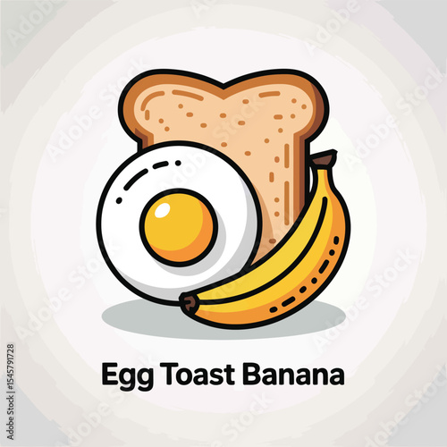 Fried Egg Toast Banana Breakfast Illustration food