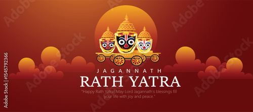 illustration of Rath Yatra Festival Illustration with Temples and Festive Decorations