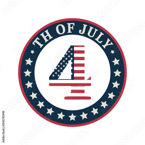 Classic 4th of July patriotic emblem with American flag design