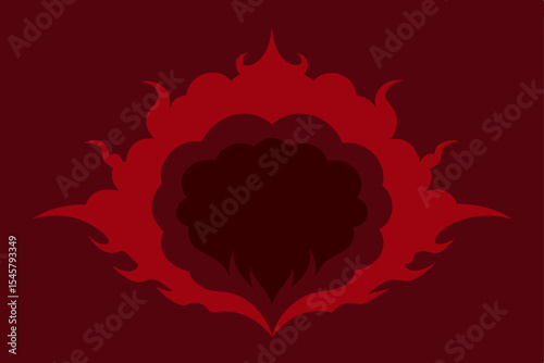 Abstract Fiery Mandala Red Flames Design,  Vector Graphic Illustration