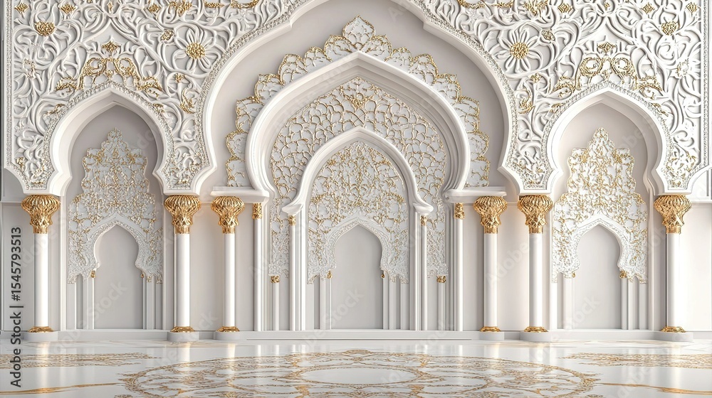 Fototapeta premium Ornate white and gold architectural facade