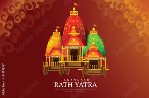 illustration of Rath Yatra Festival Illustration with Temples and Festive Decorations