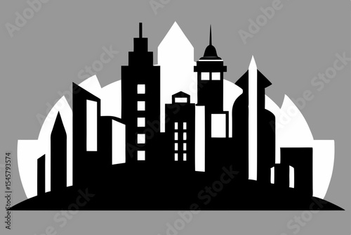 Majestic Cityscape Urban Skyline Illustration
