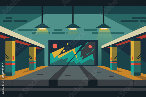 Retro Futuristic Underground Space A Vibrant Corridor Design