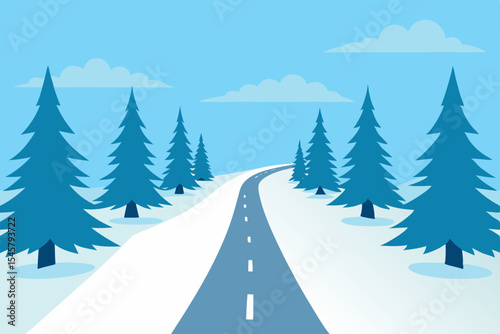 Winter Wonderland Road Trip Scenic Snowy Highway Journey