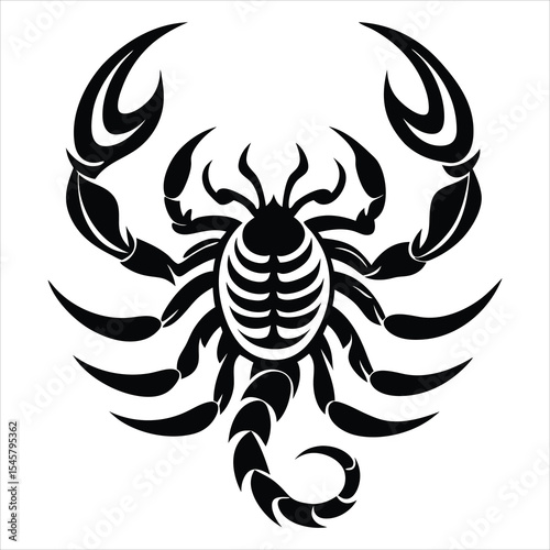 Scorpion silhouette vector illustration, Simple minimalist tribal scorpion vector design illustration on white background