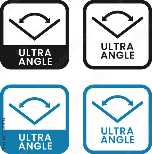 Ultra angle badge set. Ultra angle sign, logo, badge, icon, sticker, label, emblem, stamp, symbol. Suitable for business, device parameter and property information sign