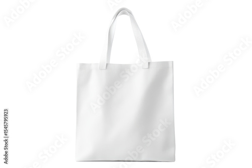 Pure white tote bag mock up showcased against a transparent background, perfect for showcasing design and branding in the fashion and retail industry