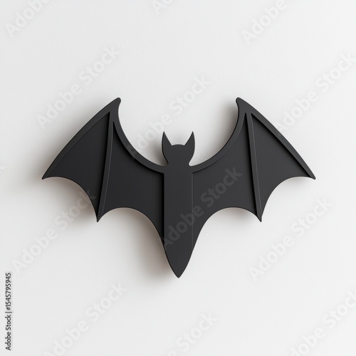 Black bat silhouette against a white background.  The bat is stylized and simple, perfect for Halloween or gothic designs.