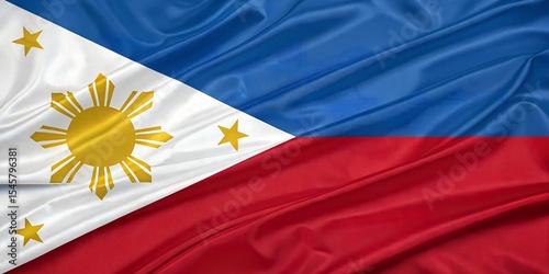 High resolution image of the philippine national flag draped in soft elegant folds