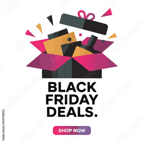 Black Friday Deals Shop Now Gift Box Sale Illustration

