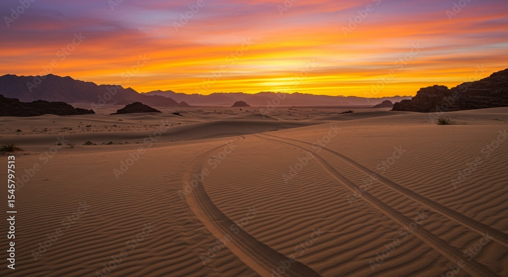 Naklejka premium Desert sunrise landscape