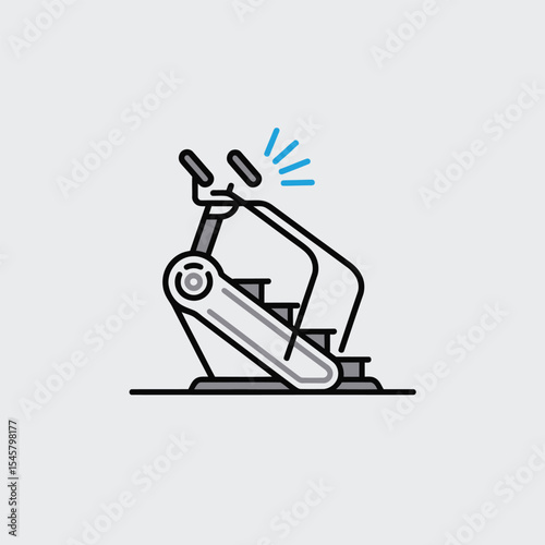 Gray and Blue Line Art Stair Climber Fitness Machine