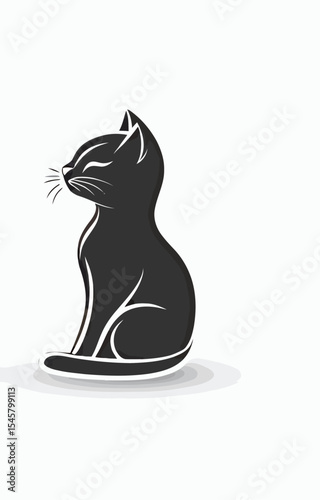 A sleek black cat silhouette sitting gracefully, exuding elegance and poise.
