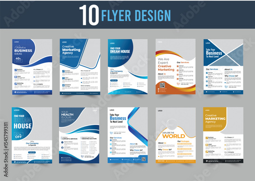 Collection of ten professional flyer designs for business marketing and various promotional purposes