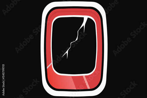 Red airplane window, cracked, damage, air travel, safety, for websites