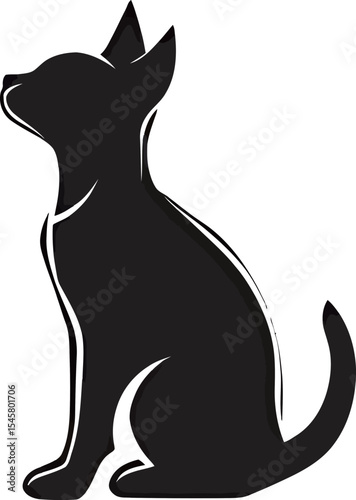 Stylized black silhouette of a sitting cat, showcasing elegance and grace.