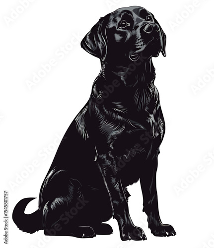 A majestic black Labrador Retriever sitting gracefully, exuding loyalty and intelligence.