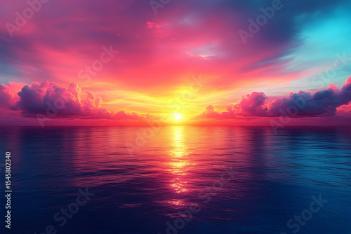 Colorful sunset over calm ocean
