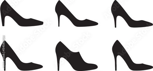 high heel shoe silhouette collection featuring classic women’s pump styles for fashion, wardrobe and retail design