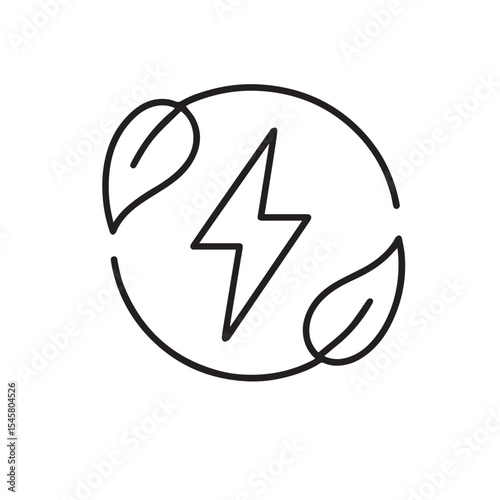 Minimalist Eco Energy Line Icon – Green Power and Sustainability Outline Symbol