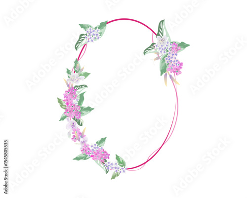 Decorative floral frame with tiny flower isolated on white background