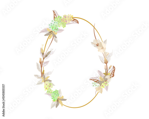 blossom floral frame isolated on white background