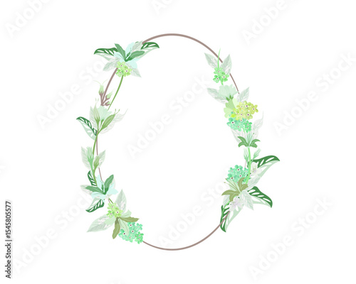 Decorative floral frame with blossom flower isolated on white background