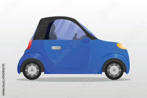 Side view cartoon mini car illustration. Transport vehicle flat style.