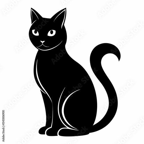 Elegant Black Cat Illustration