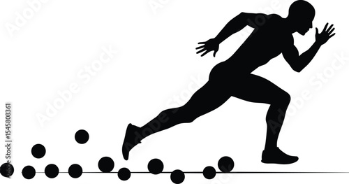 Sprinter silhouette collection, athlete running motion, dynamic sports vector, black fitness artwork, Olympic training icon, speed and agility pose, performance exercise graphic design