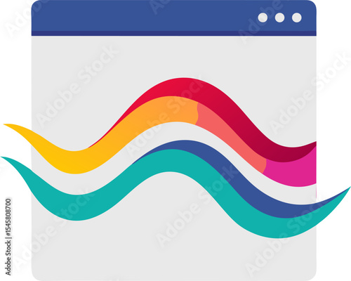 Website footer background vector, colourful wave shapes with white background
