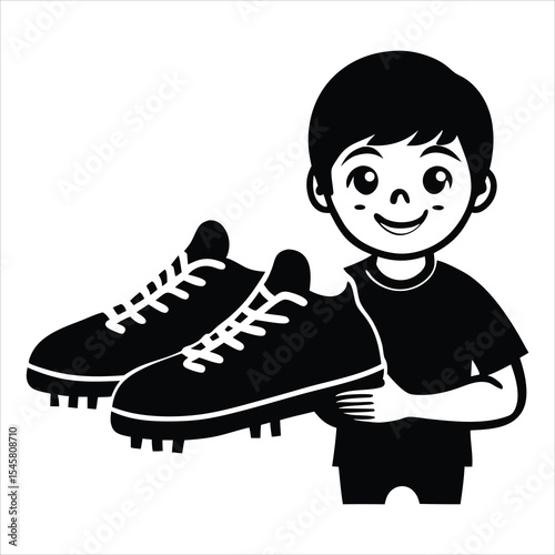 Soccer shoe silhouette, Simple Soccer Cleats Vector on White Background, sport shoes isolated on white background, soccer shoe line art silhouette vector illustration