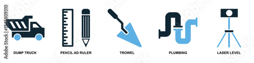 Set construction icon vector illustrating building a scene or stage. Ideal for film, theater, events, exhibition design, and creative production themes.