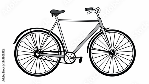 Illustration of a bicycle with visible frame wheels seat and handlebars on a white background view created with generated ai