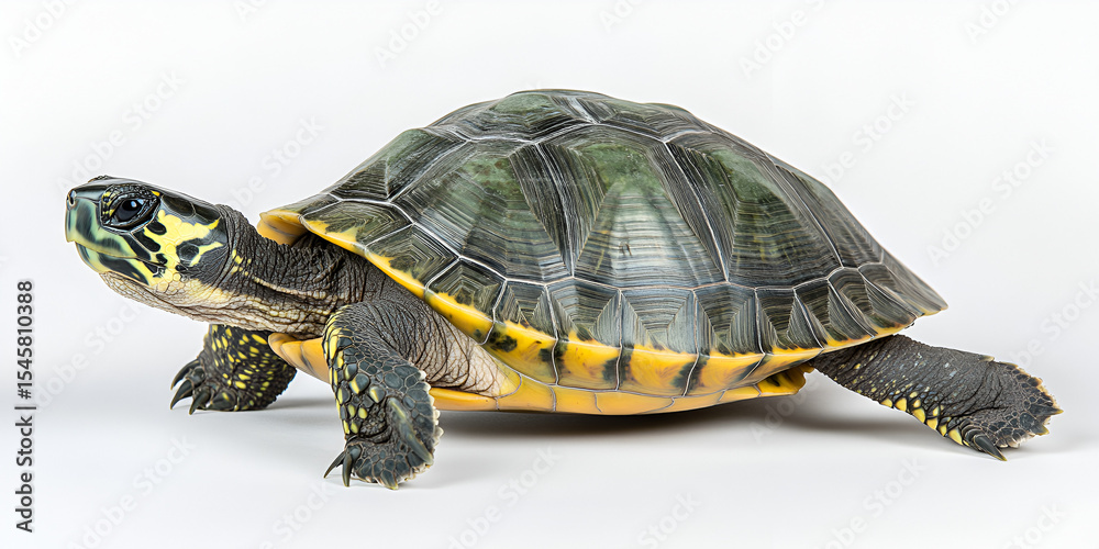 Obraz premium A close-up studio shot of a turtle, showcasing its shell and body.